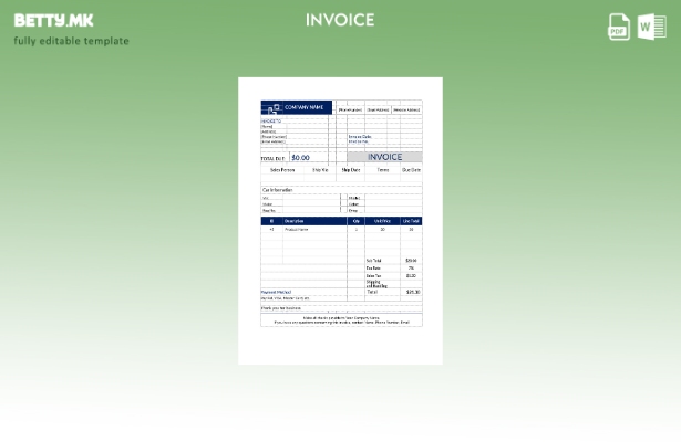 Шаблон за фактура за продажба на автомобили во модерен стил
